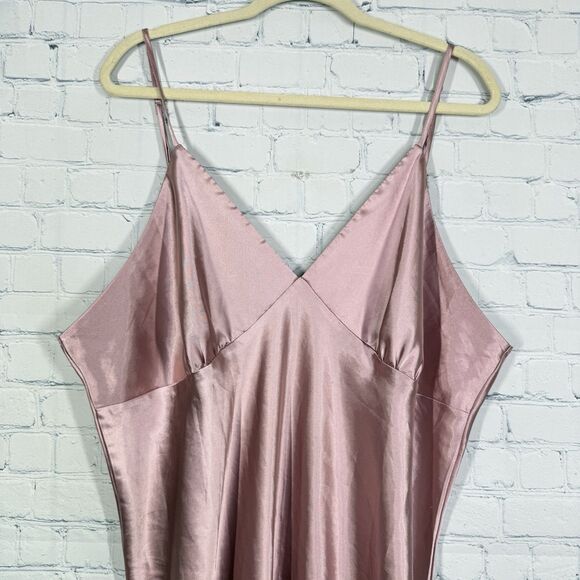 Mini Dress Women Size 2X Rose Gold Empire Babydoll Silky Satin Party Night Y2K - Picture 2 of 11
